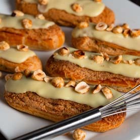 Hazelnut and Vanilla Eclairs